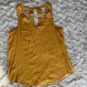 NWOT Yellow/Mustard tank with white polka dots
